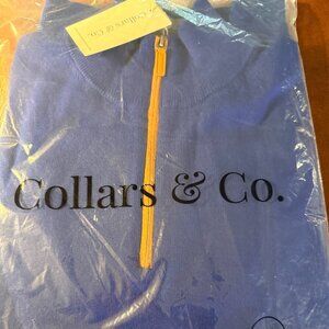 Collars & CO   Cashmere Touch Australian Merino Quarter Zip Sweater Royal Blue.